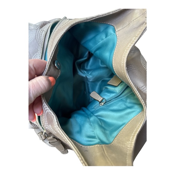 Coach Metallic Leather  Beige Shoulder Bag - Picture 4 of 7